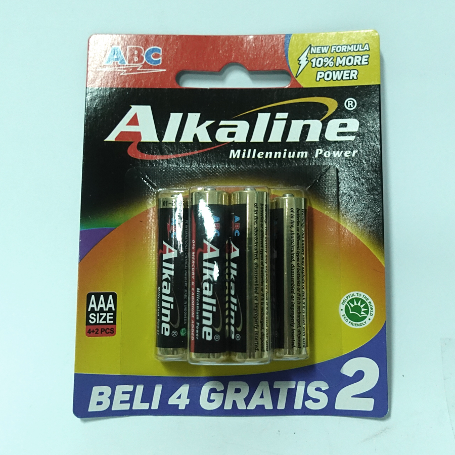 Baterai alkaline LR03 4B+2