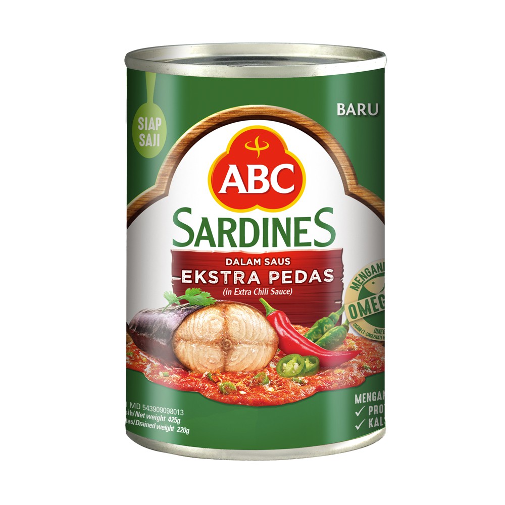 Abc sardines extra pedas 400g